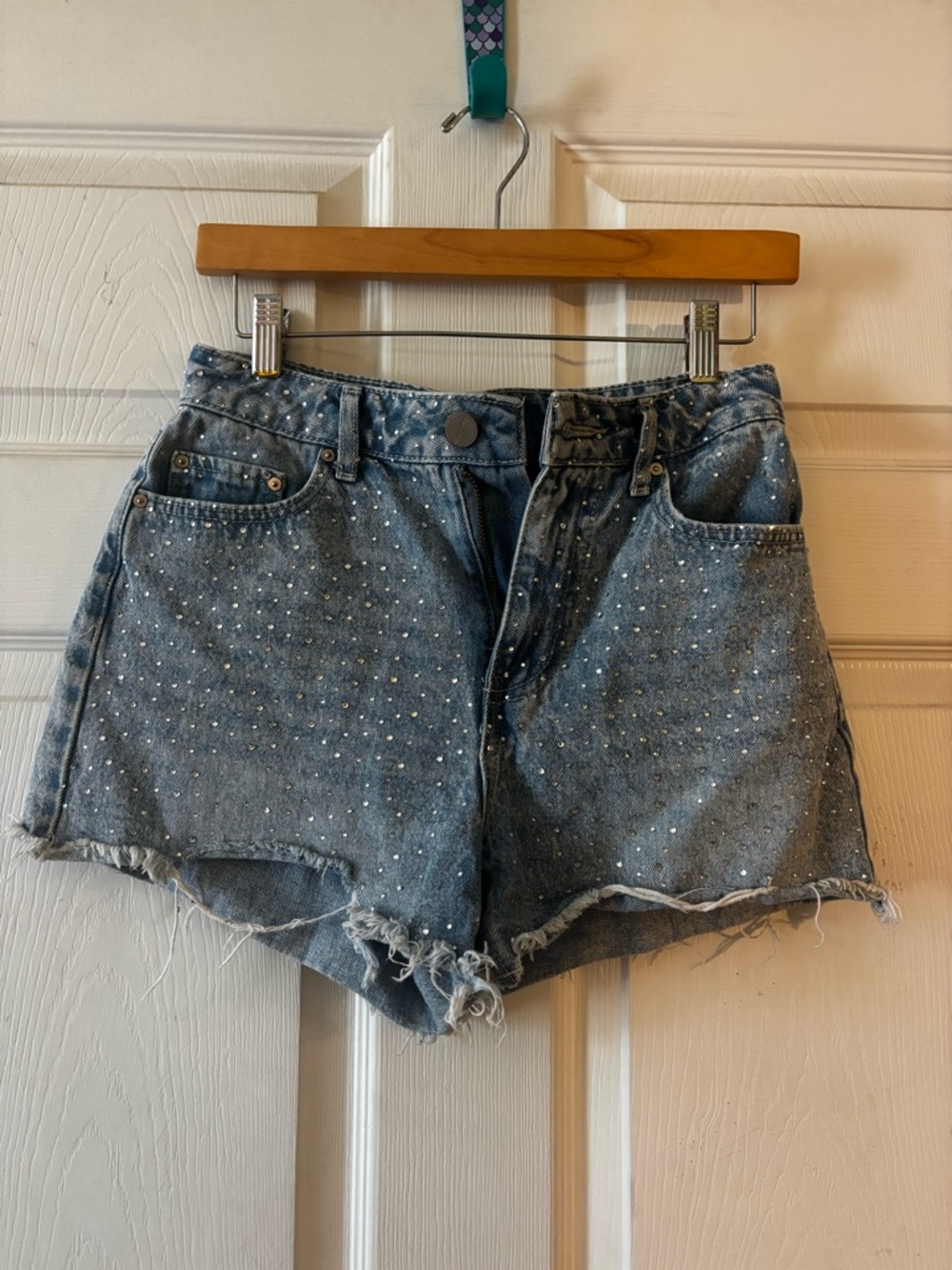 Diamond High-Rise Denim Shorts